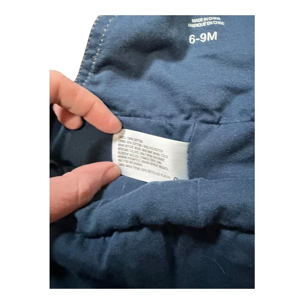 OshKosh Denim Overalls Kids 6-9M Genuine Kids Blue Lined Snap Inseam Bib Overall